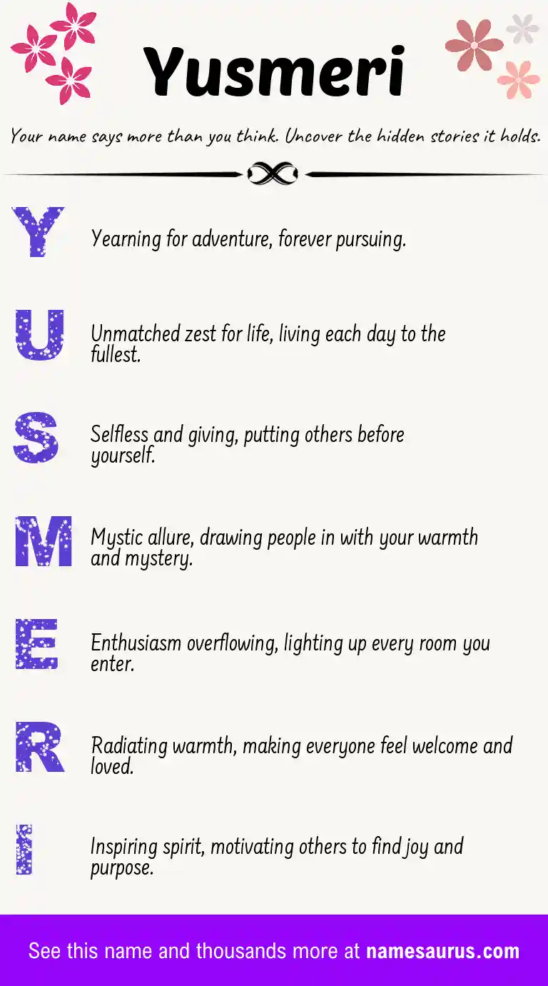 Acrostic poem about Yusmeri.
