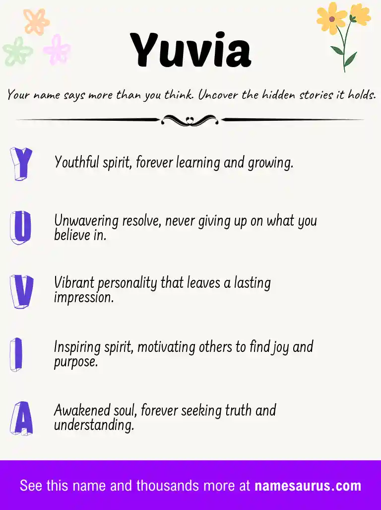 Acrostic poem about Yuvia.
