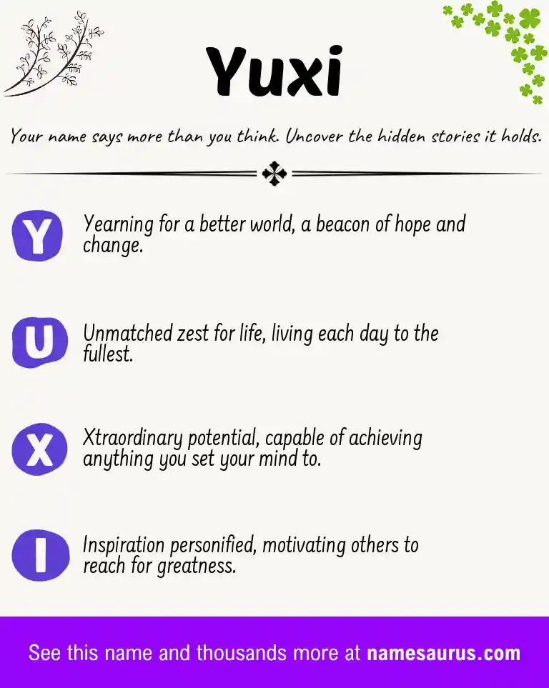 Acrostic poem about Yuxi.