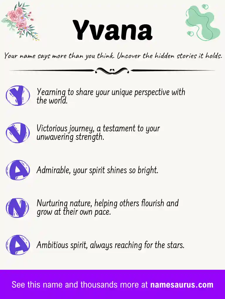Acrostic poem about Yvana.
