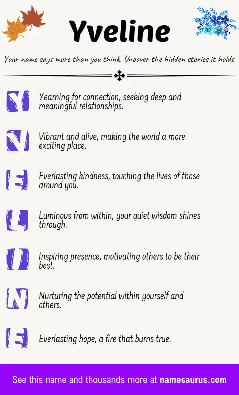 Acrostic poem about Yveline.