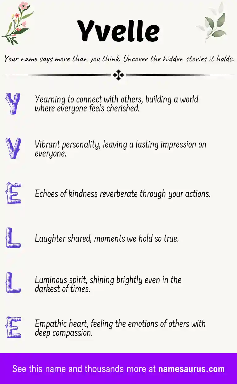 Acrostic poem about Yvelle.