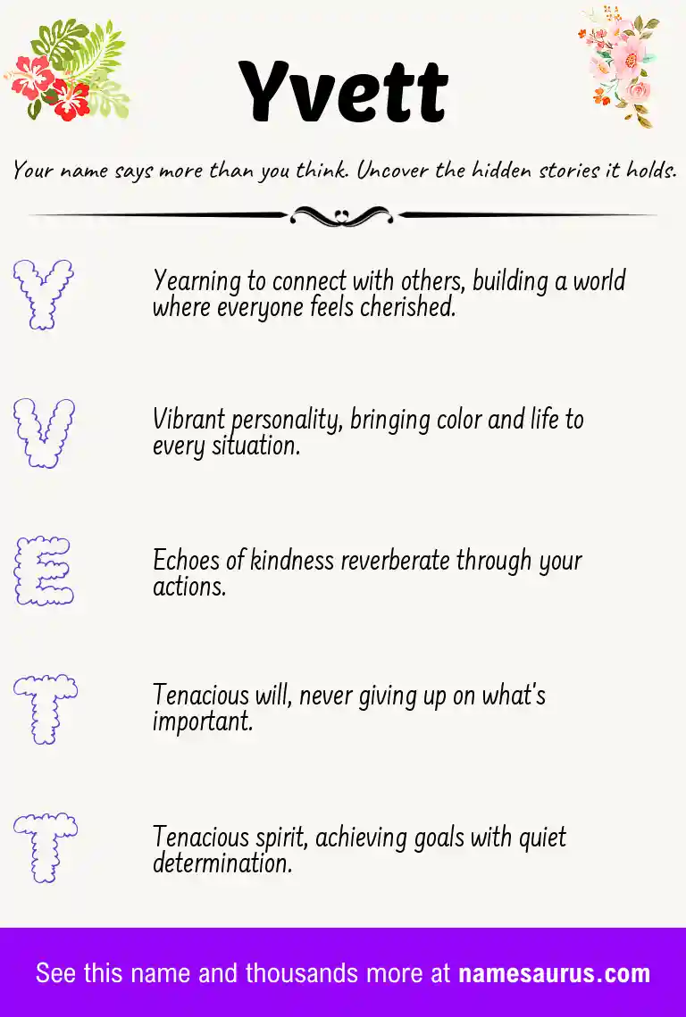 Acrostic poem about Yvett.