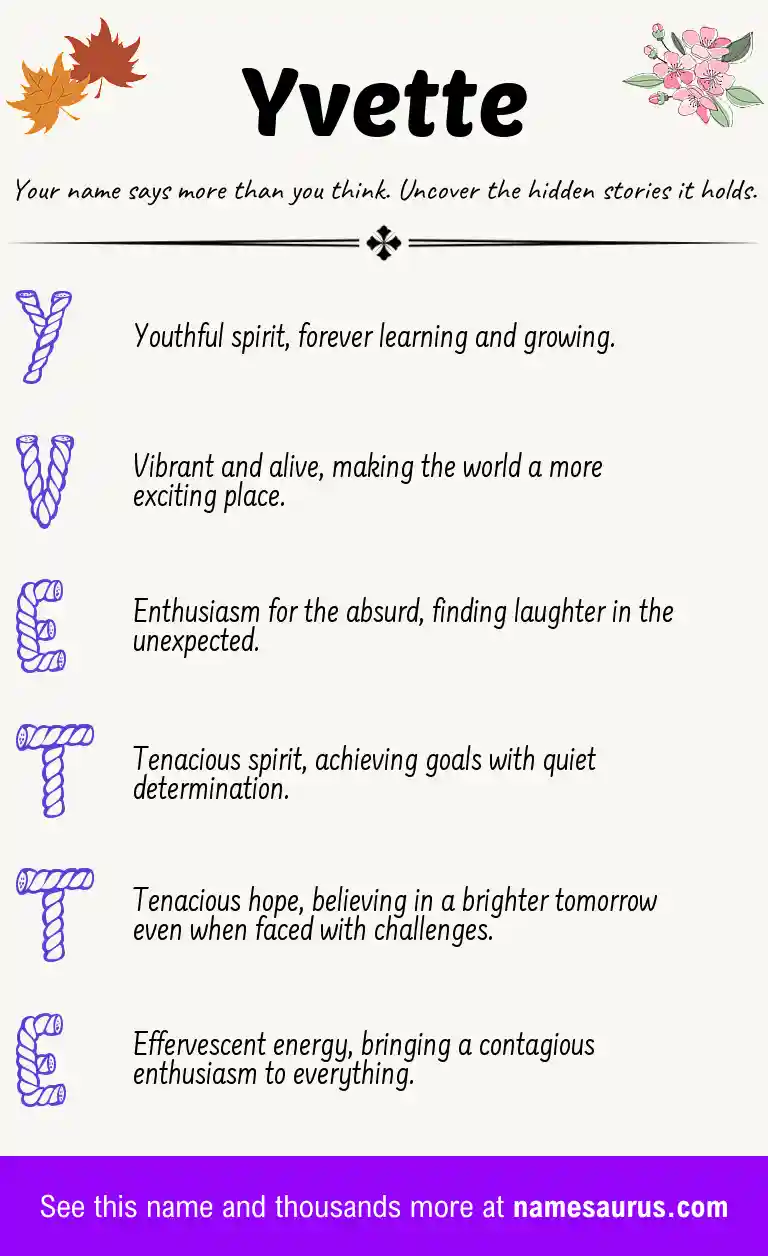 Acrostic poem about Yvette.
