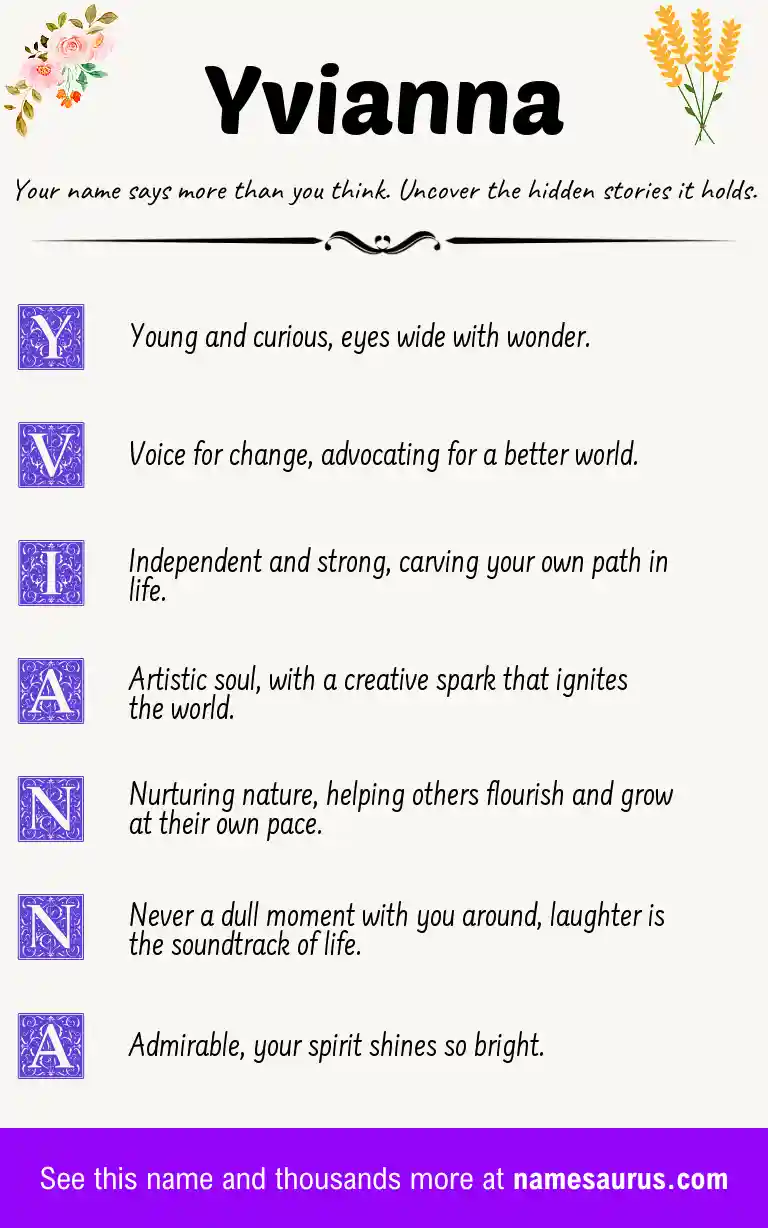 Acrostic poem about Yvianna.