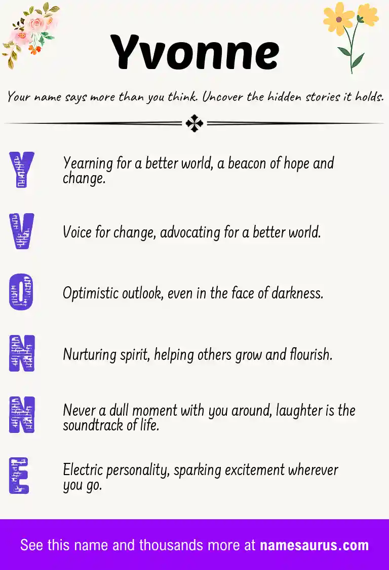 Acrostic poem about Yvonne.