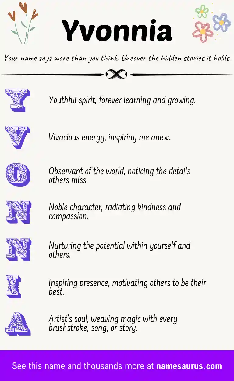 Acrostic poem about Yvonnia.