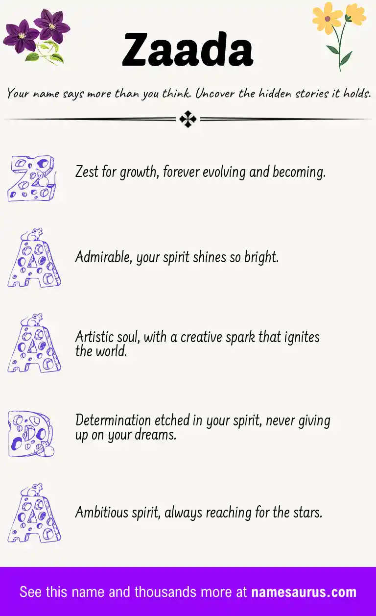 Acrostic poem about Zaada.