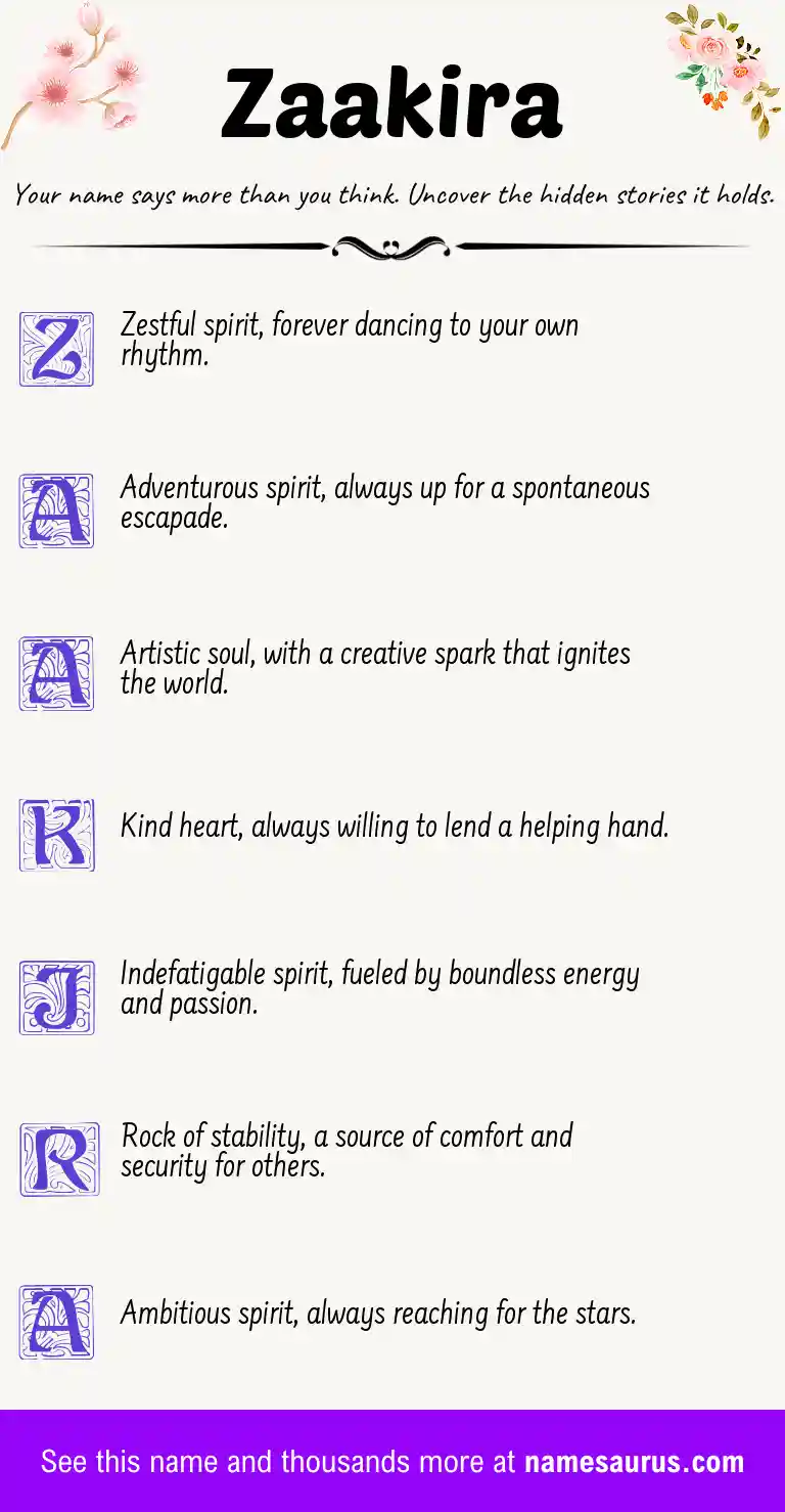 Acrostic poem about Zaakira.