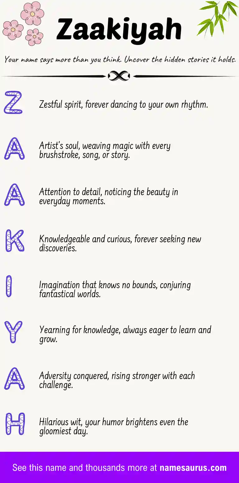 Acrostic poem about Zaakiyah.