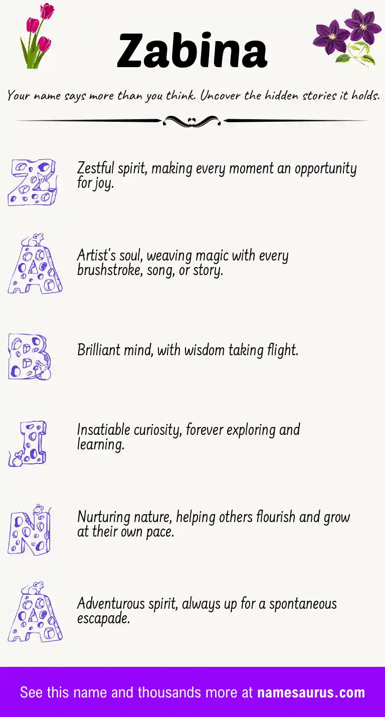Acrostic poem about Zabina.