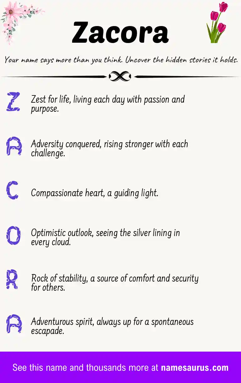Acrostic poem about Zacora.