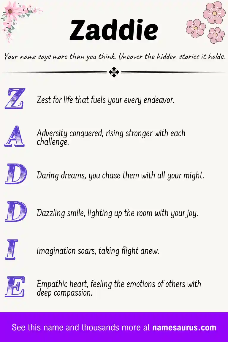 Acrostic poem about Zaddie.