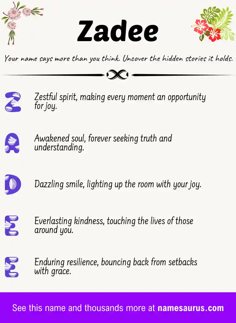 Acrostic poem about Zadee.