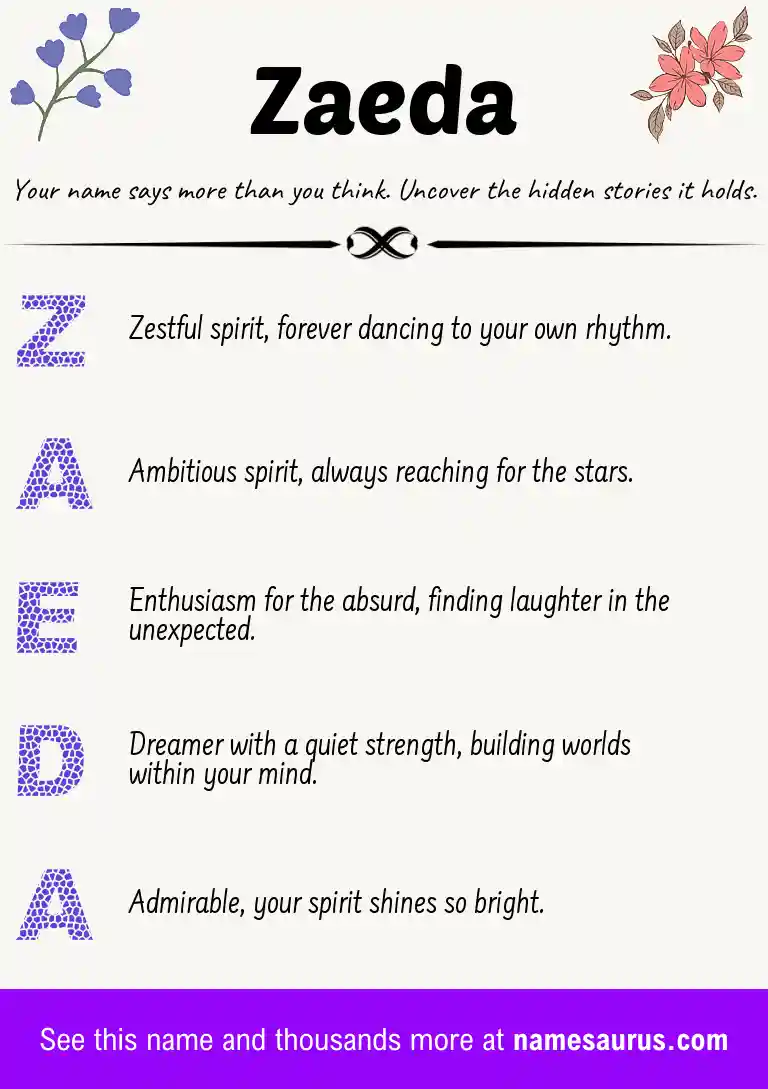 Acrostic poem about Zaeda.