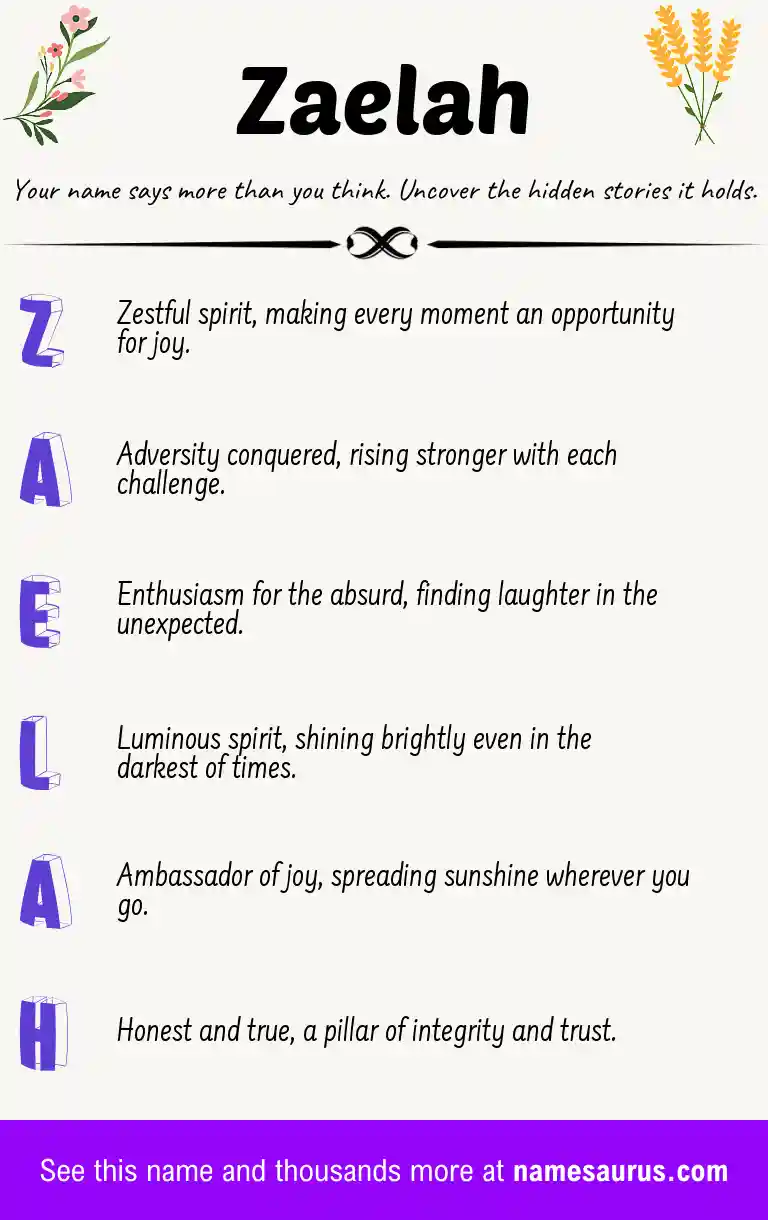 Acrostic poem about Zaelah.
