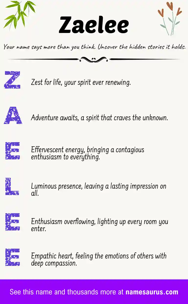 Acrostic poem about Zaelee.