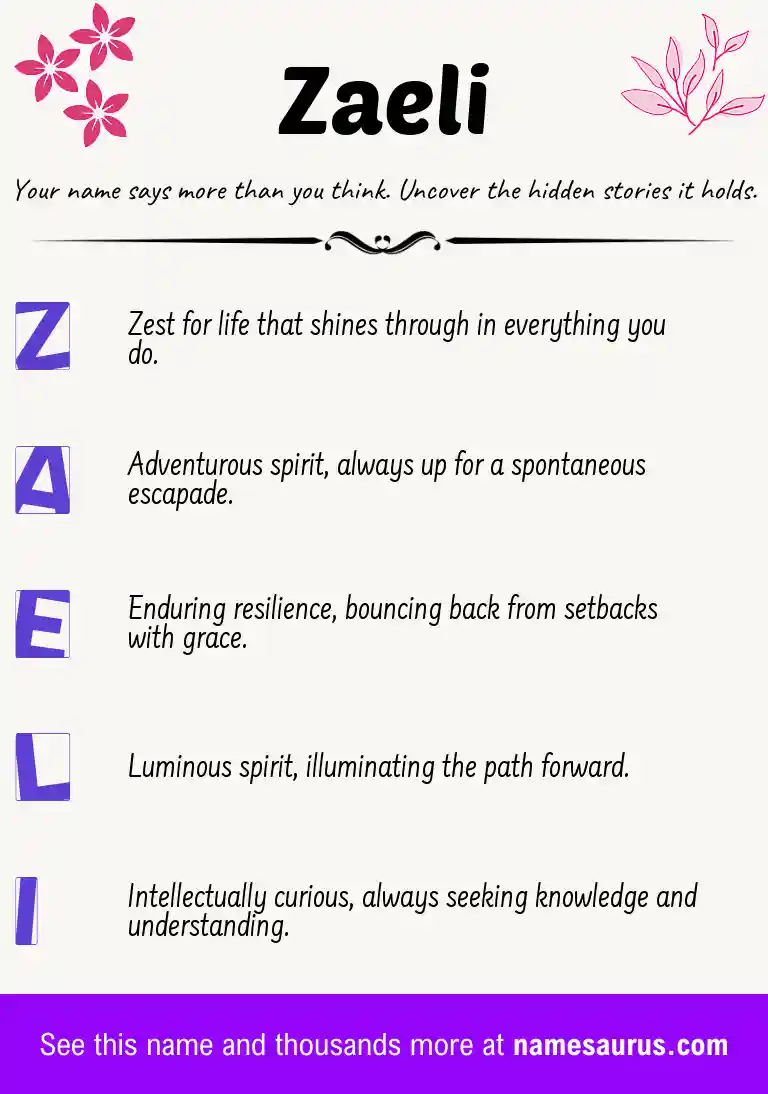 Acrostic poem about Zaeli.