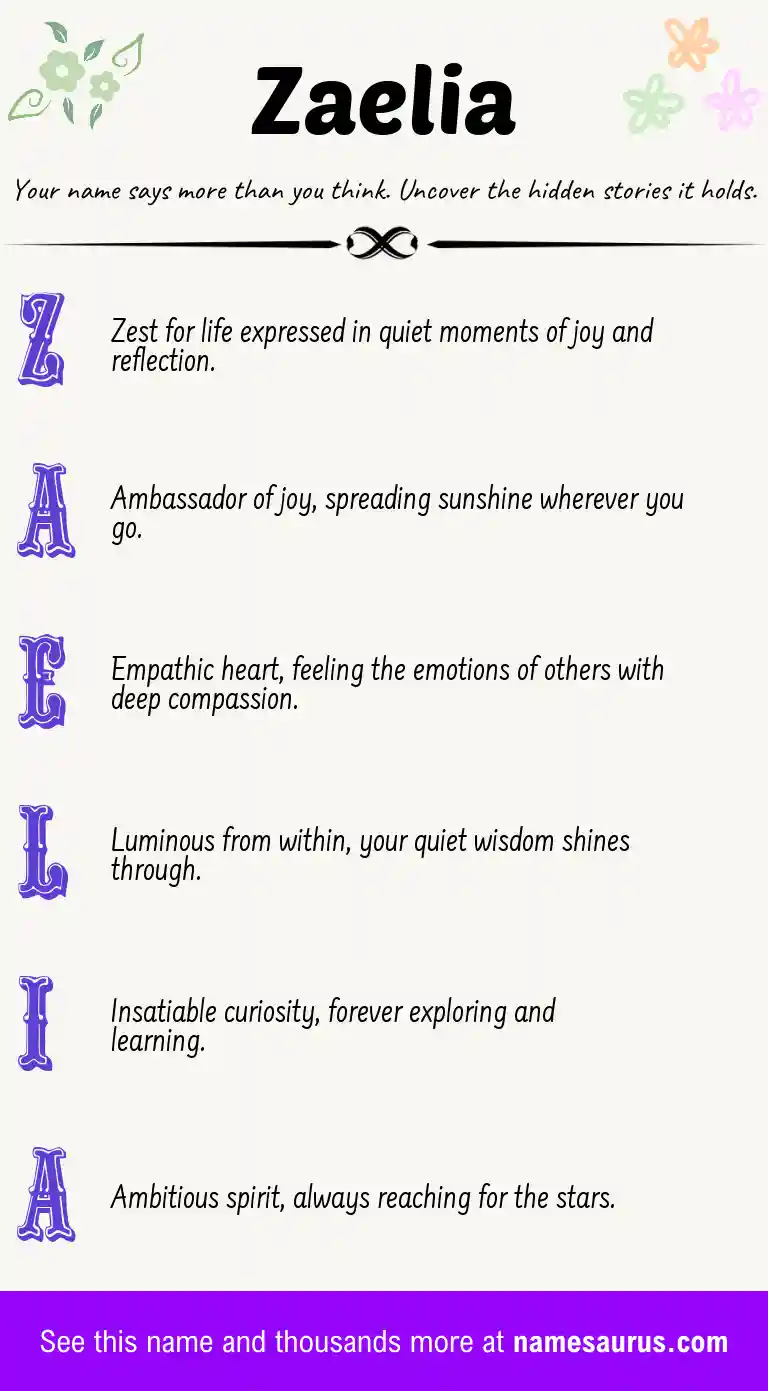 Acrostic poem about Zaelia.