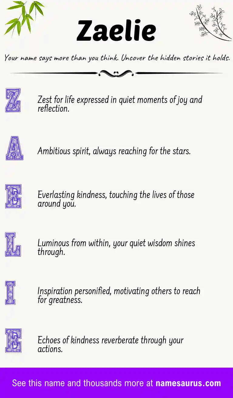 Acrostic poem about Zaelie.