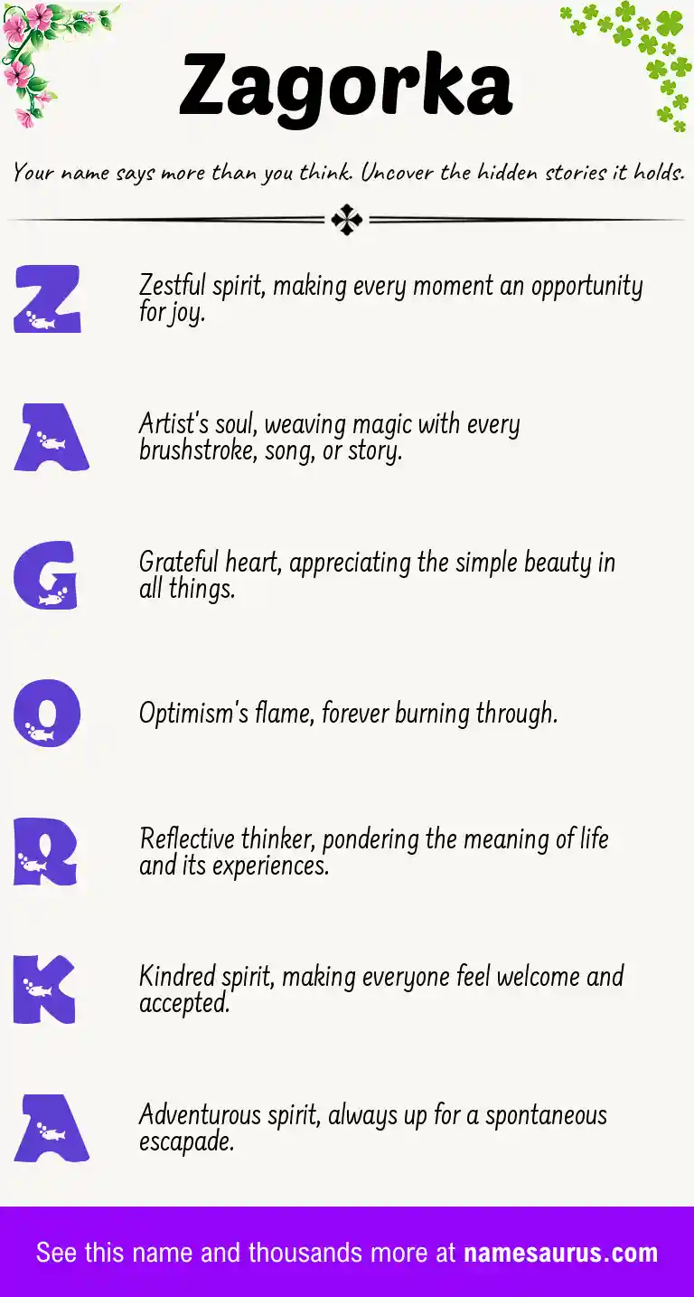 Acrostic poem about Zagorka.