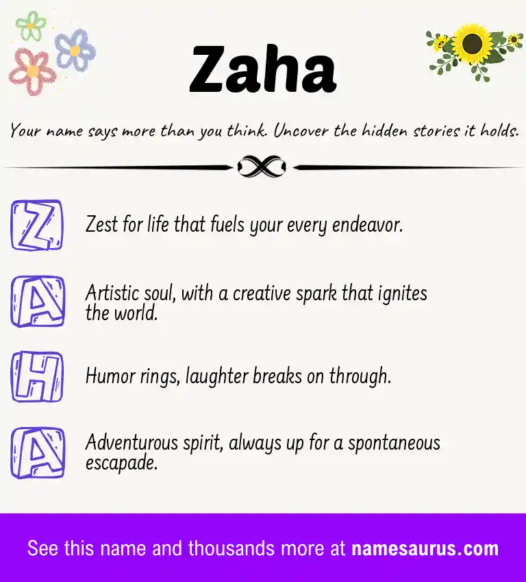 Acrostic poem about Zaha.