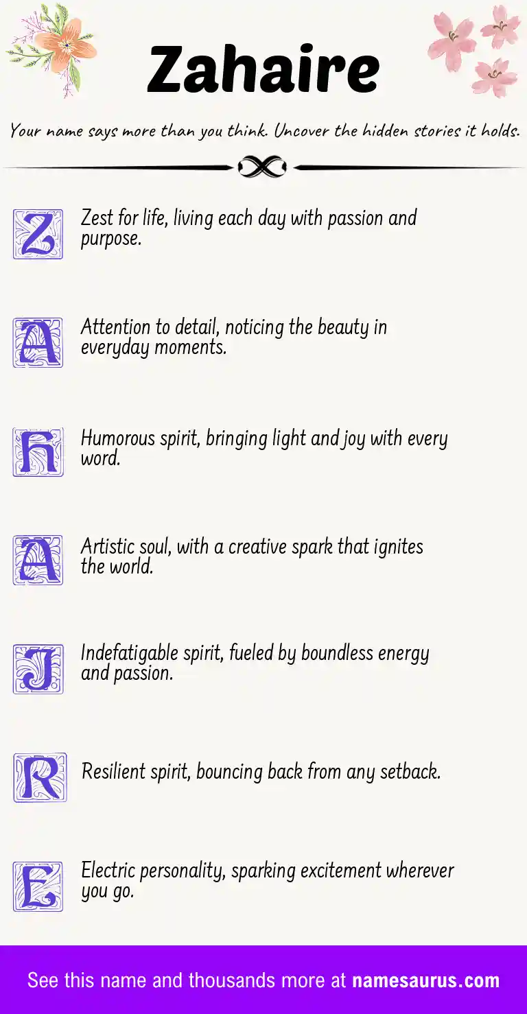 Acrostic poem about Zahaire.