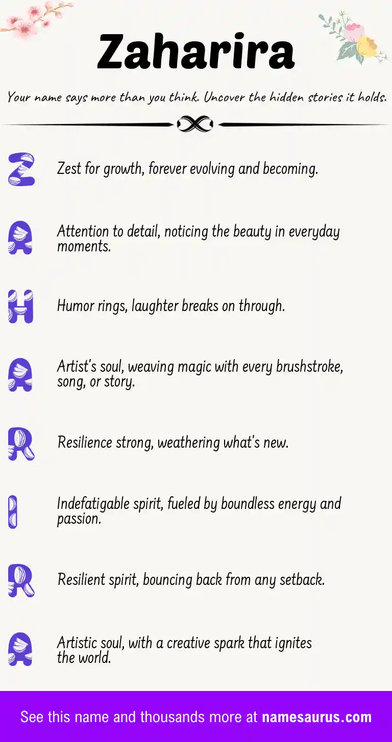 Acrostic poem about Zaharira.