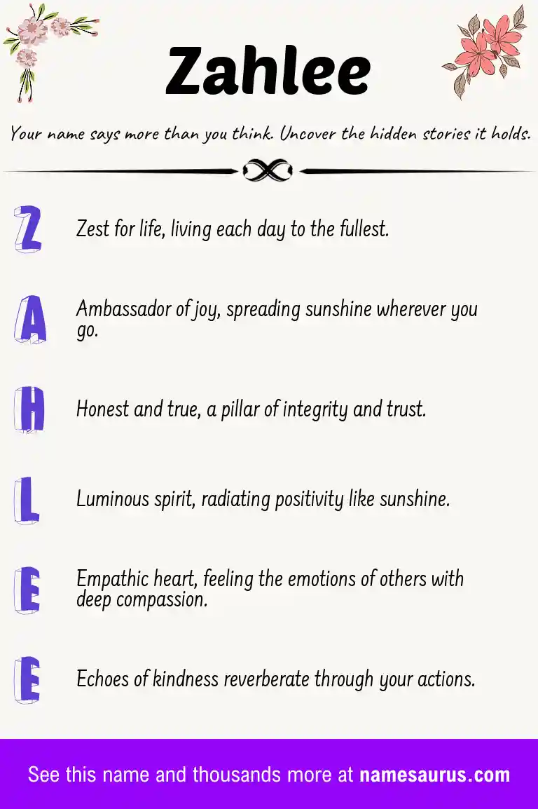 Acrostic poem about Zahlee.