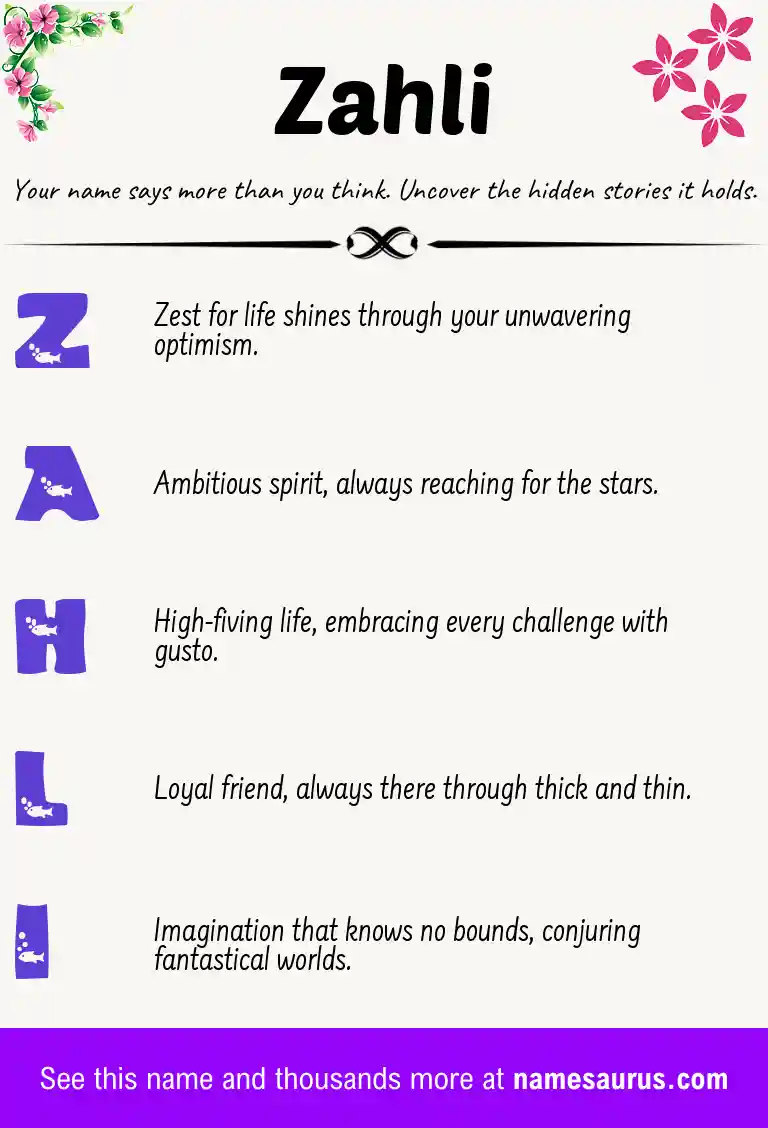Acrostic poem about Zahli.