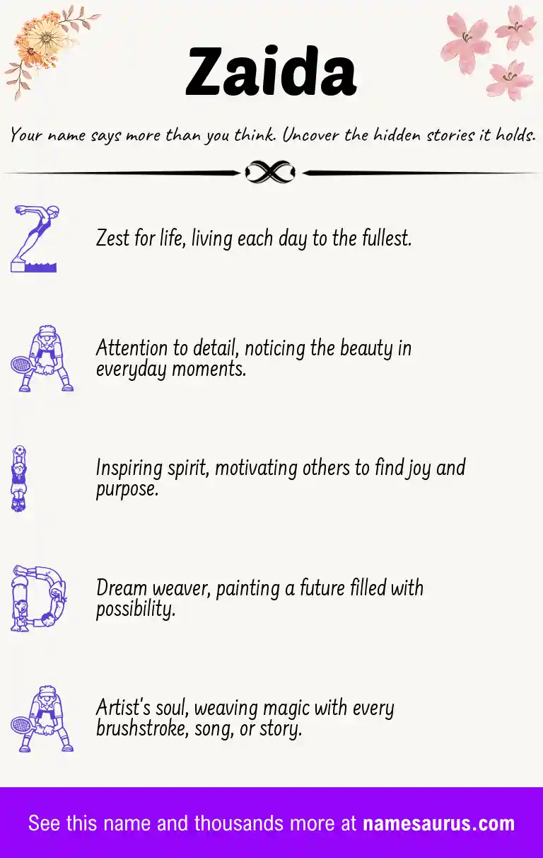 Acrostic poem about Zaida.