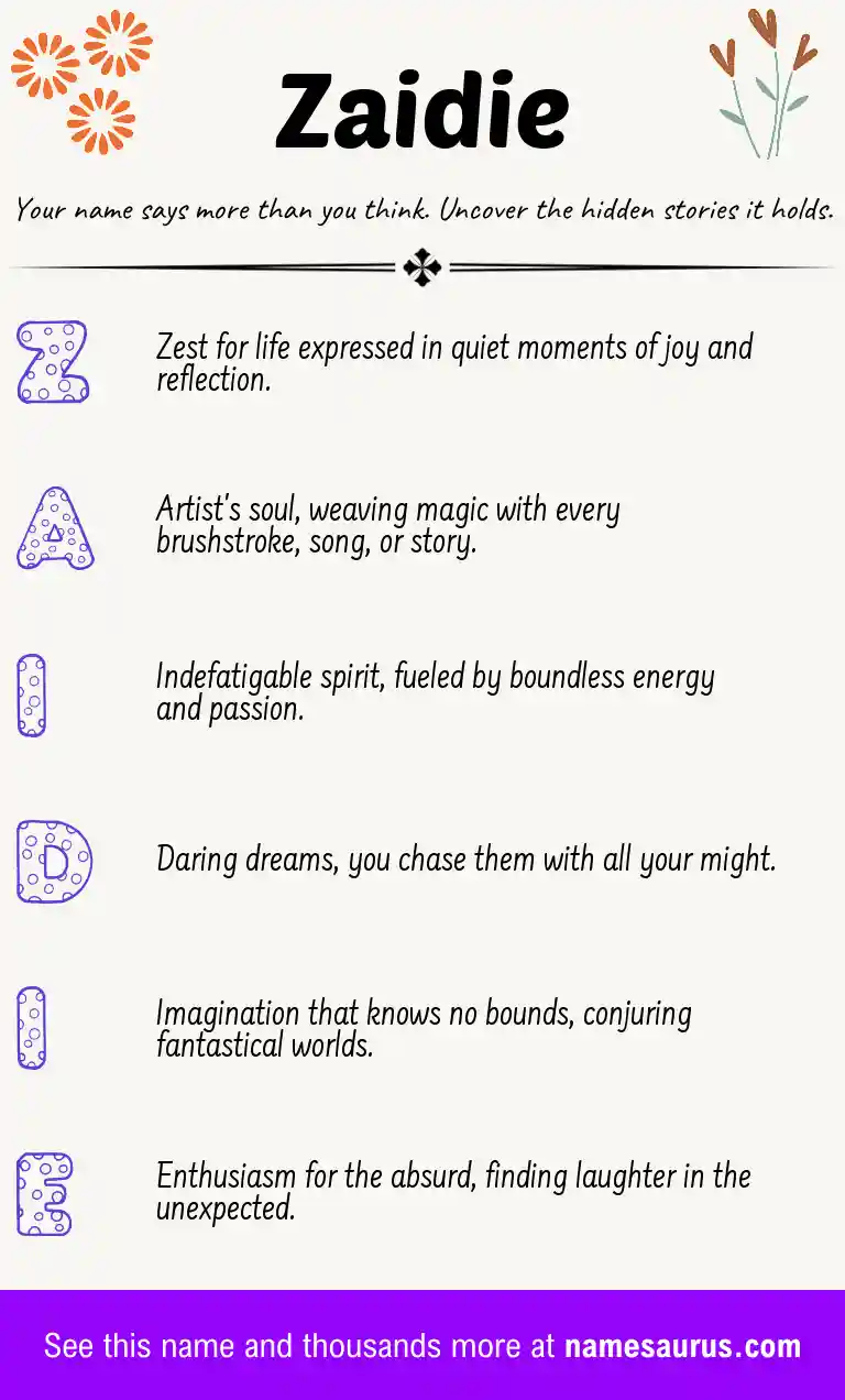 Acrostic poem about Zaidie.