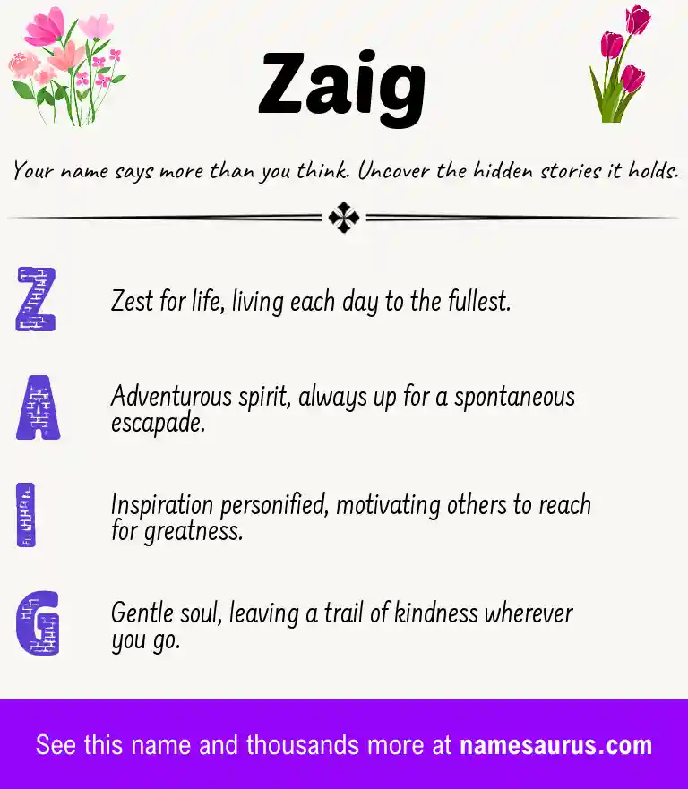 Acrostic poem about Zaig.