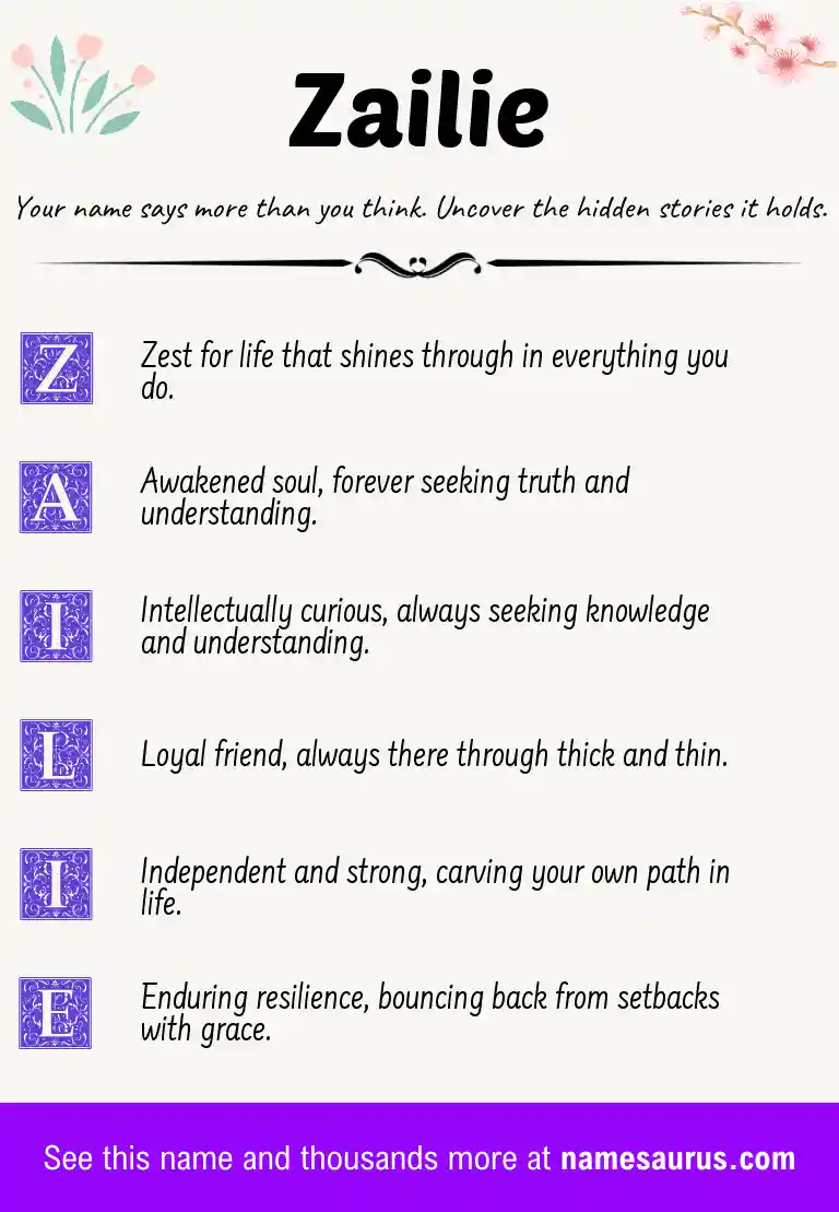 Acrostic poem about Zailie.
