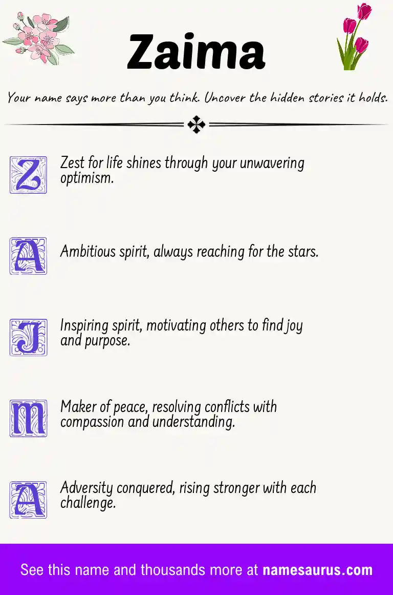 Acrostic poem about Zaima.