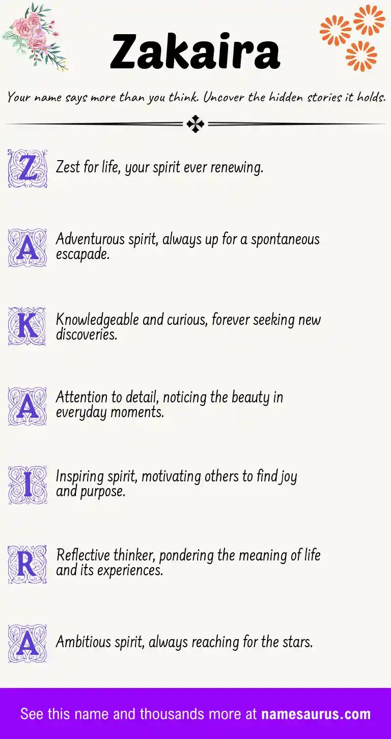 Acrostic poem about Zakaira.
