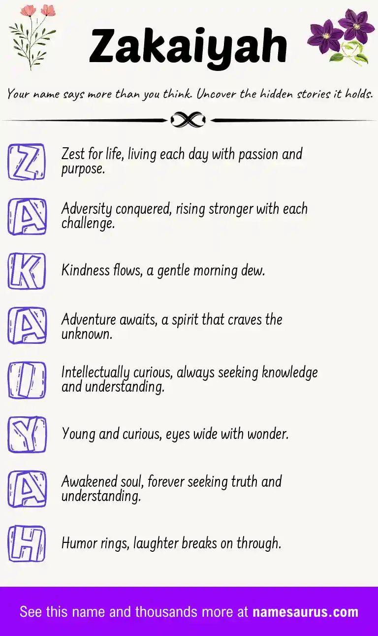 Acrostic poem about Zakaiyah.