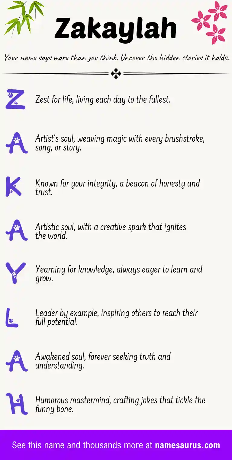 Acrostic poem about Zakaylah.