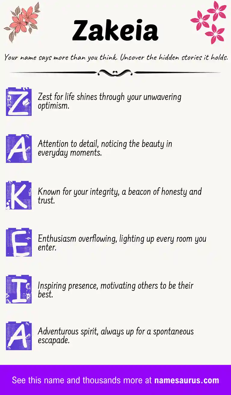 Acrostic poem about Zakeia.