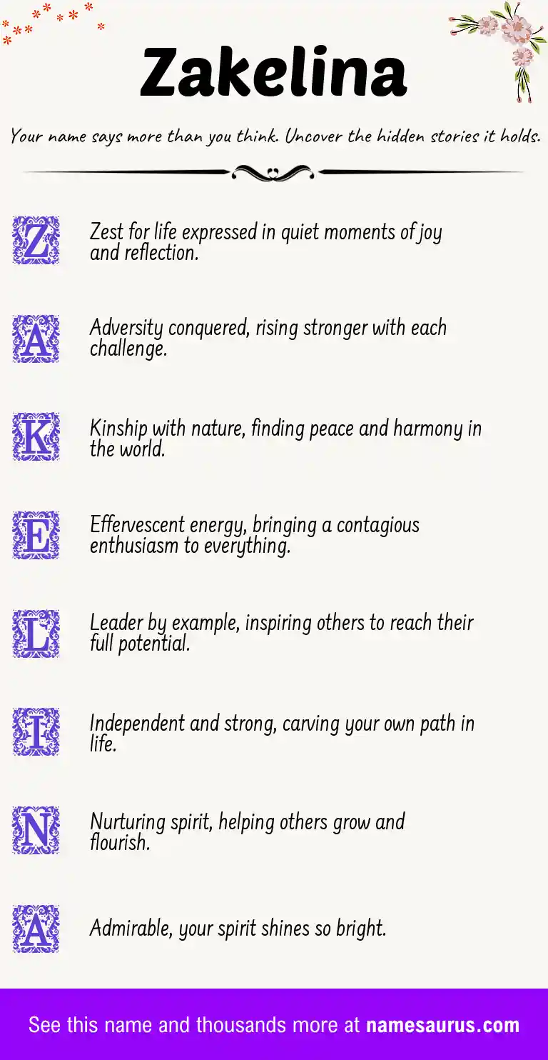 Acrostic poem about Zakelina.