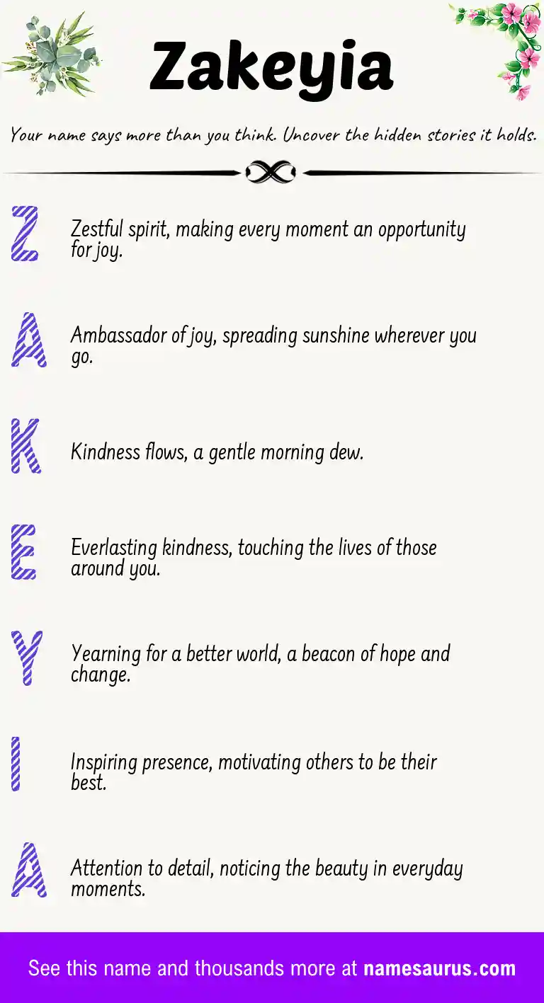 Acrostic poem about Zakeyia.
