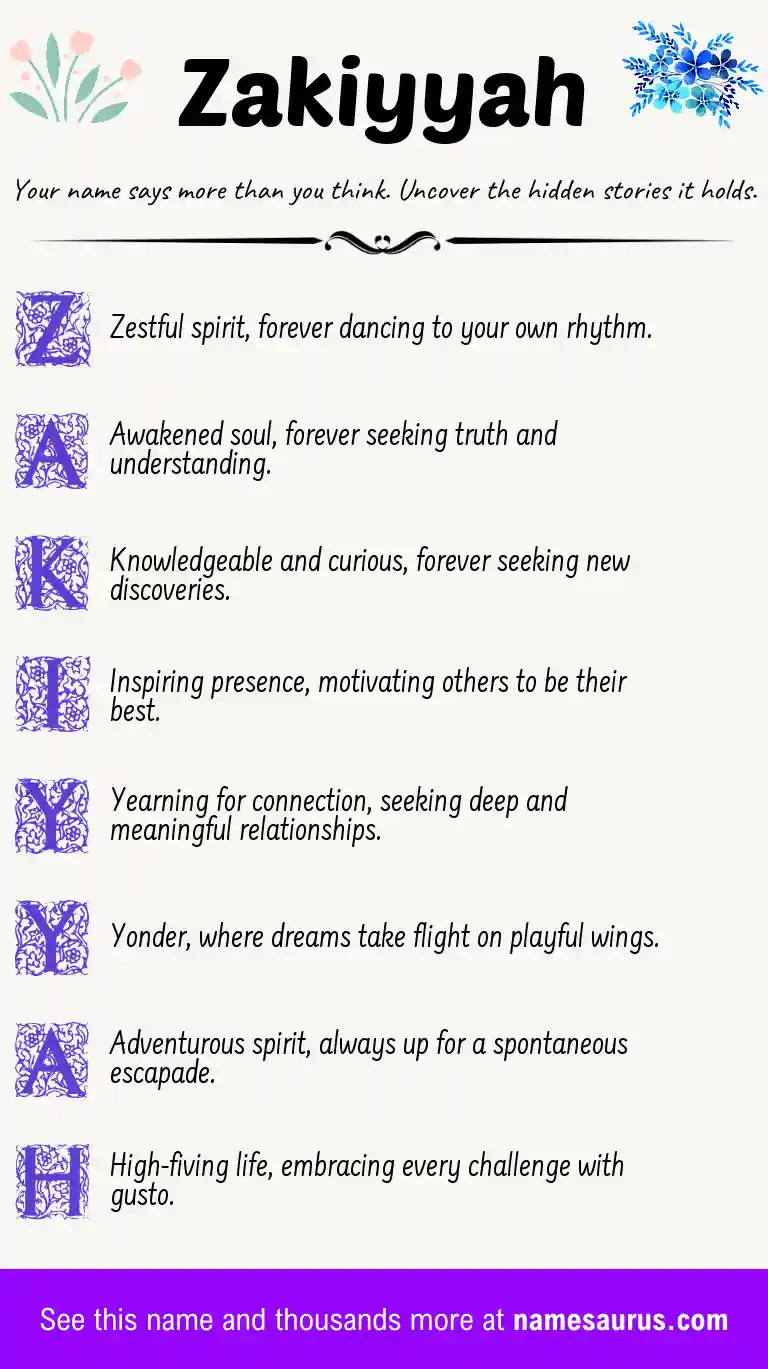 Acrostic poem about Zakiyyah.