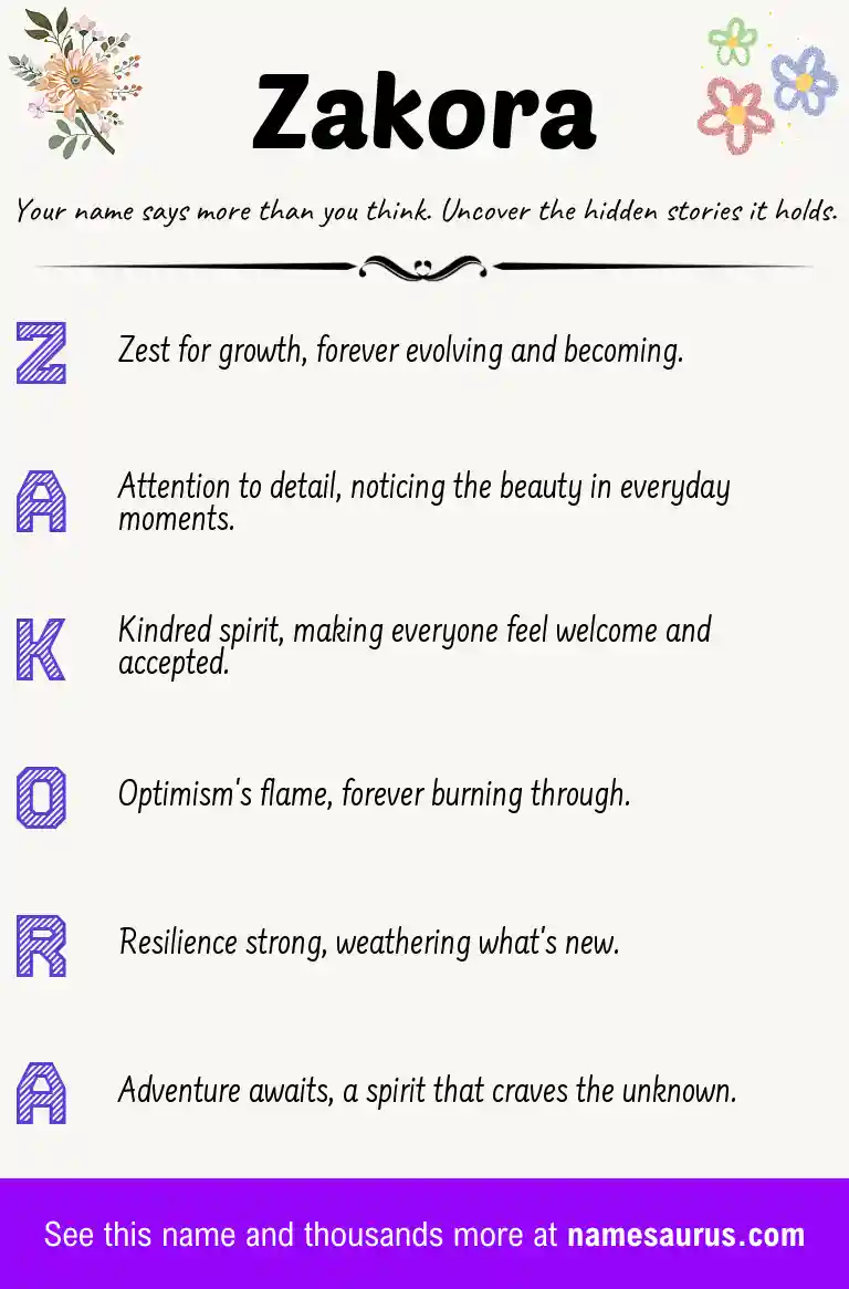 Acrostic poem about Zakora.