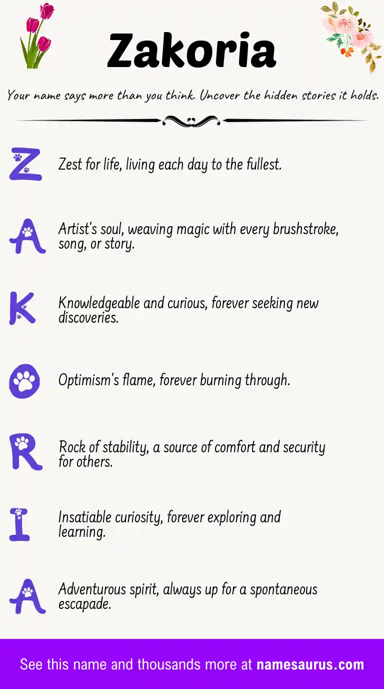 Acrostic poem about Zakoria.