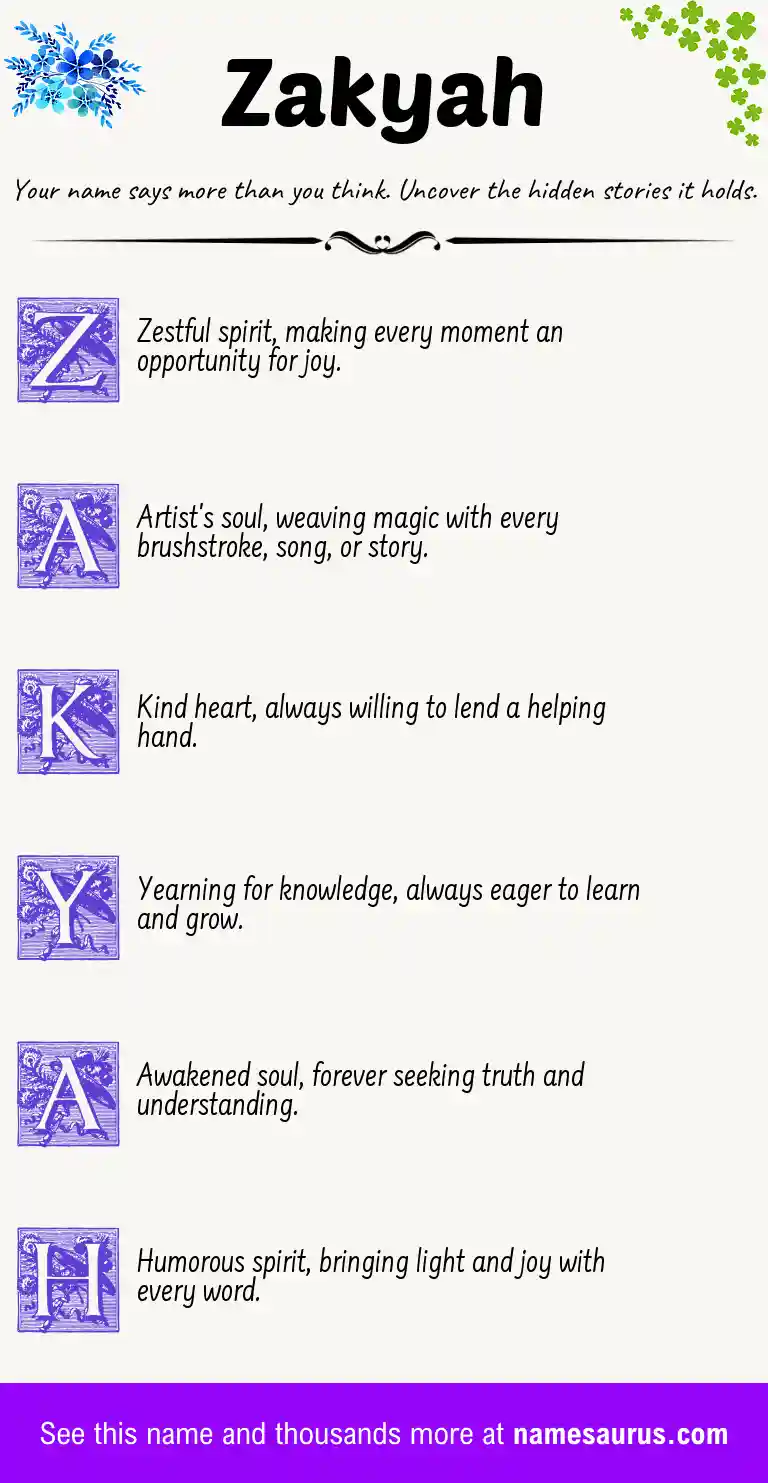Acrostic poem about Zakyah.