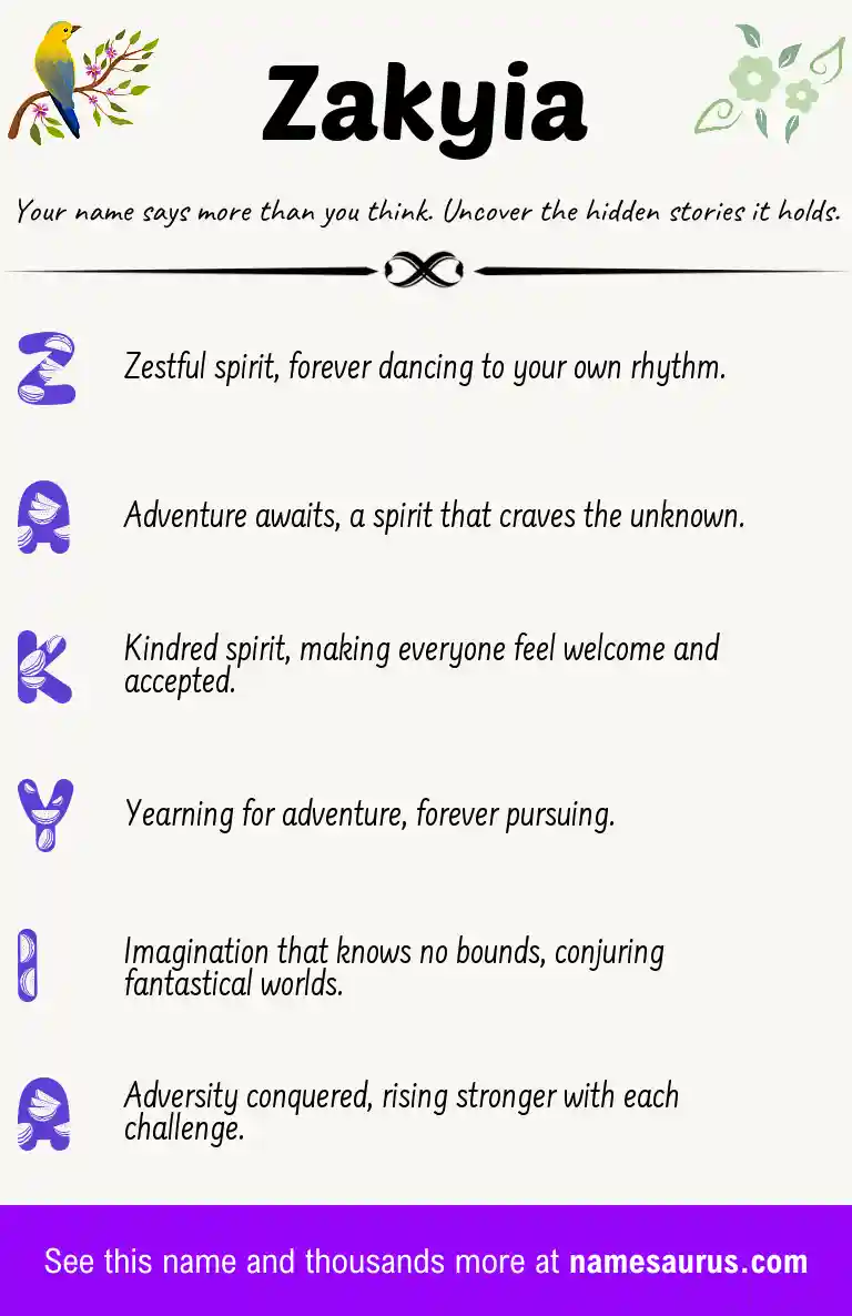 Acrostic poem about Zakyia.