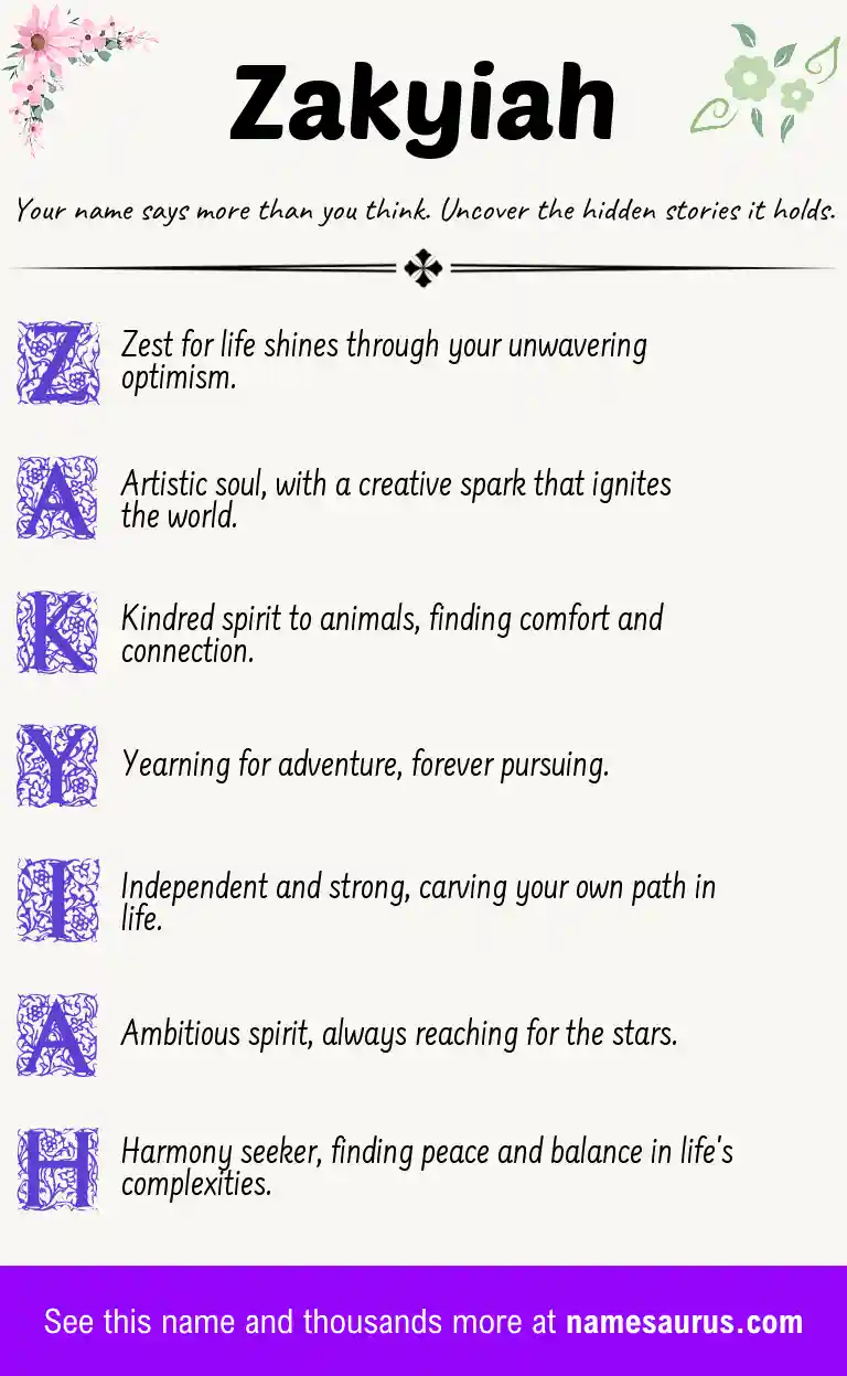 Acrostic poem about Zakyiah.