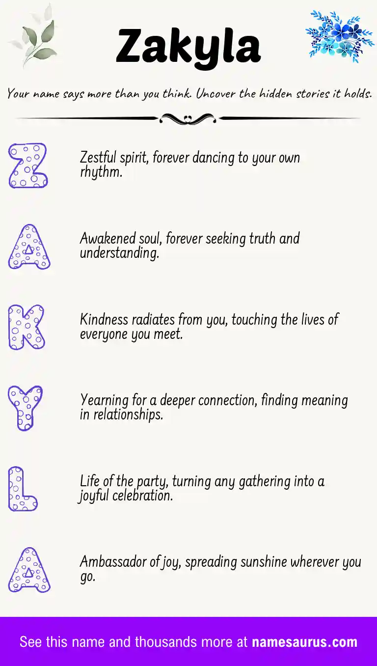 Acrostic poem about Zakyla.