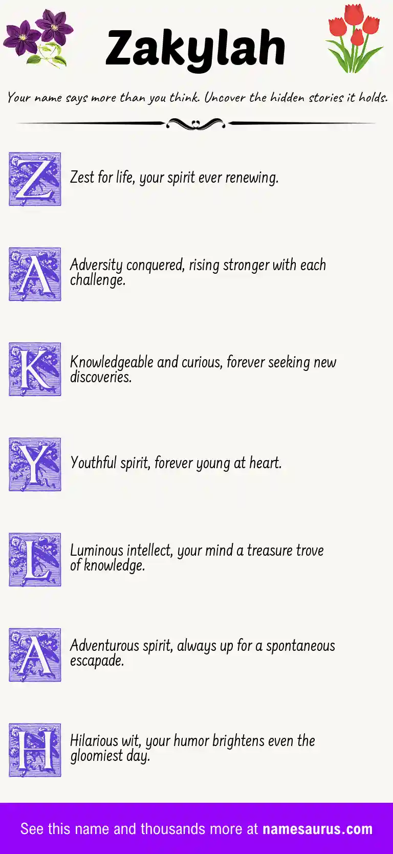 Acrostic poem about Zakylah.