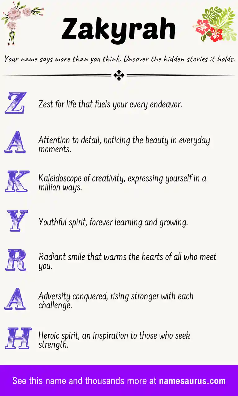Acrostic poem about Zakyrah.